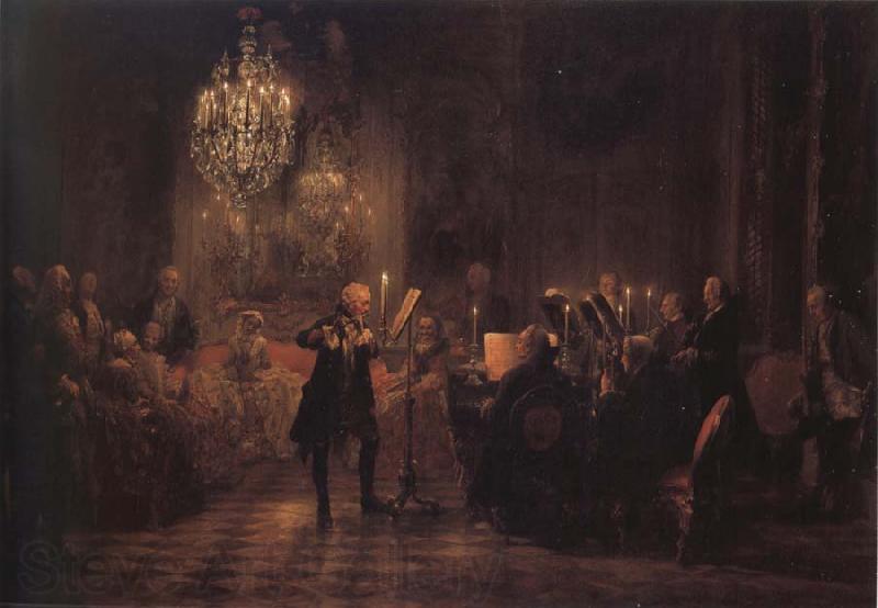 Adolph von Menzel The Flute concert of Frederick the Great at Sanssouci Spain oil painting art